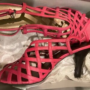 Worthington Pink High Heeled Sandals with Cage Design